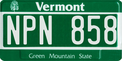 VT license plate NPN858