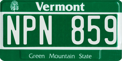 VT license plate NPN859