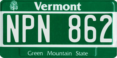 VT license plate NPN862