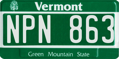 VT license plate NPN863