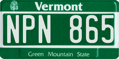 VT license plate NPN865