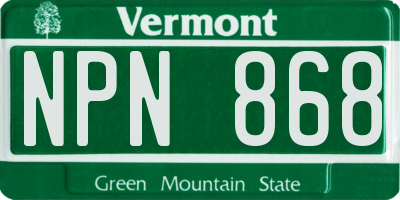 VT license plate NPN868