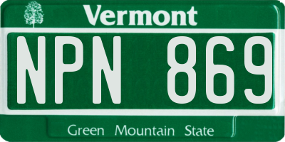 VT license plate NPN869