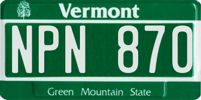 VT license plate NPN870