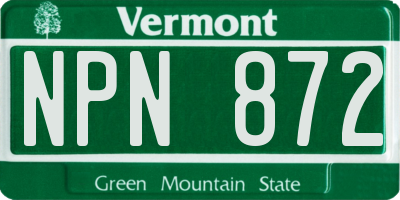 VT license plate NPN872
