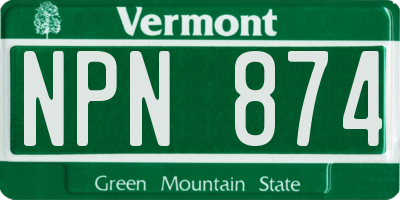 VT license plate NPN874