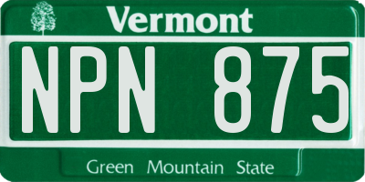 VT license plate NPN875