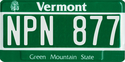 VT license plate NPN877