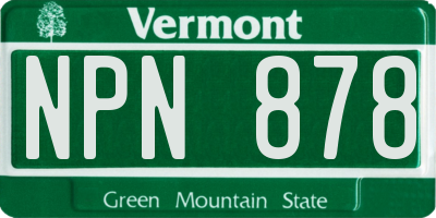 VT license plate NPN878