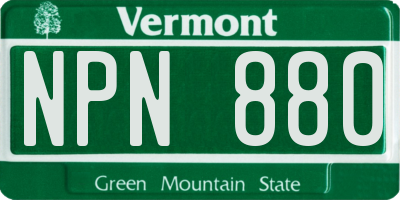 VT license plate NPN880