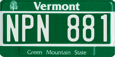 VT license plate NPN881