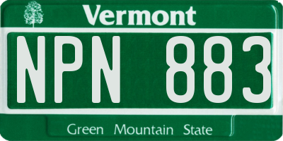 VT license plate NPN883