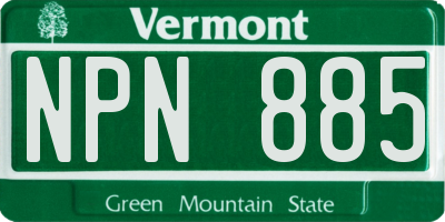 VT license plate NPN885