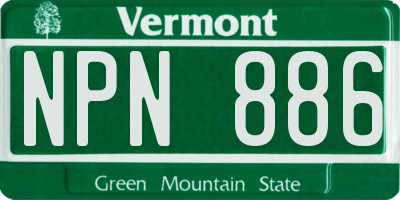 VT license plate NPN886