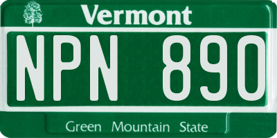 VT license plate NPN890