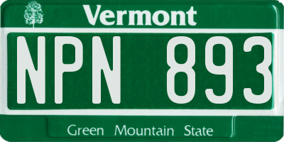 VT license plate NPN893