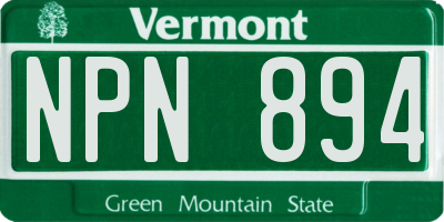 VT license plate NPN894