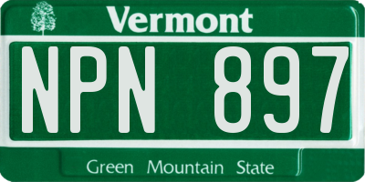 VT license plate NPN897