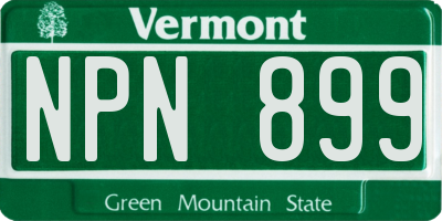VT license plate NPN899