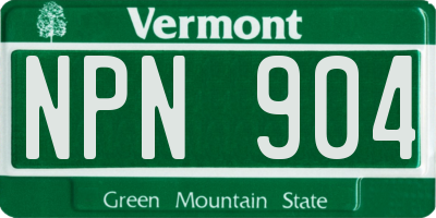 VT license plate NPN904