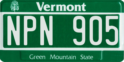 VT license plate NPN905