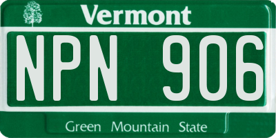 VT license plate NPN906