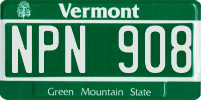 VT license plate NPN908