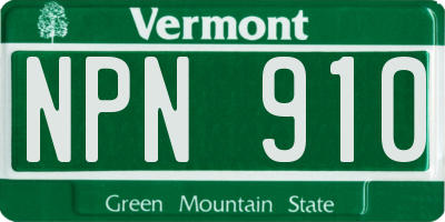 VT license plate NPN910