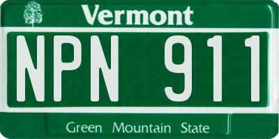 VT license plate NPN911