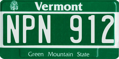 VT license plate NPN912