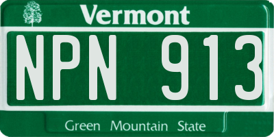 VT license plate NPN913