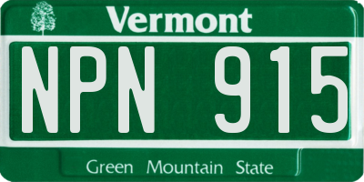 VT license plate NPN915