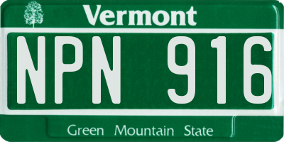 VT license plate NPN916