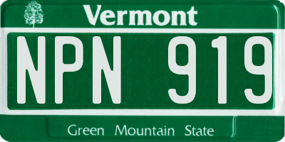 VT license plate NPN919