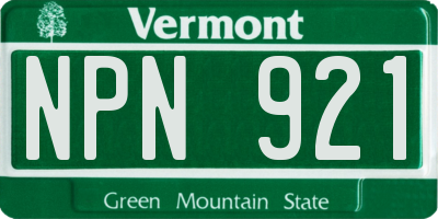 VT license plate NPN921