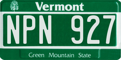 VT license plate NPN927