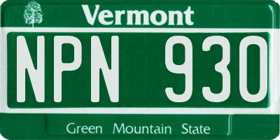 VT license plate NPN930