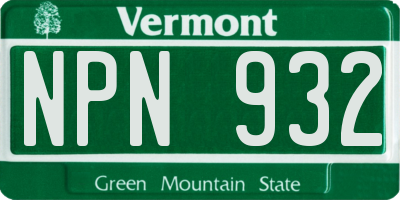 VT license plate NPN932