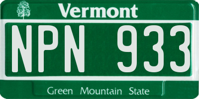 VT license plate NPN933