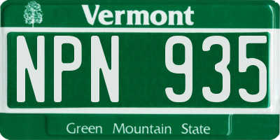 VT license plate NPN935