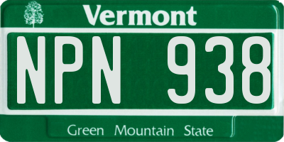 VT license plate NPN938