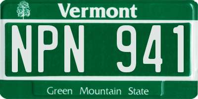 VT license plate NPN941