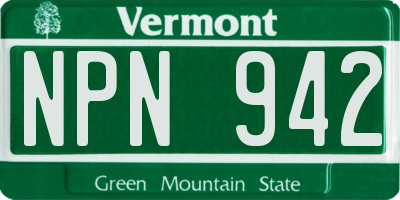 VT license plate NPN942