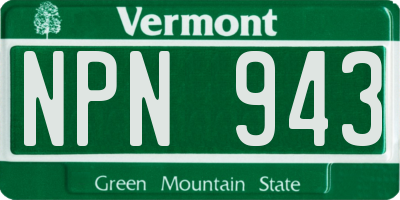 VT license plate NPN943