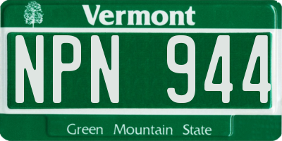 VT license plate NPN944