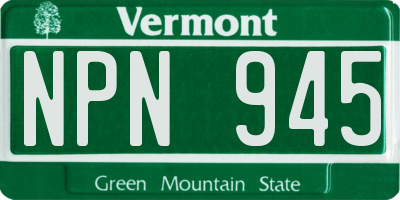 VT license plate NPN945