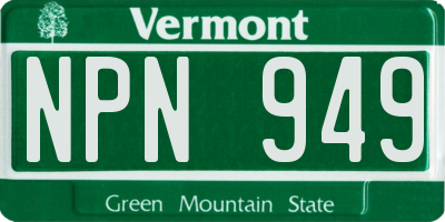 VT license plate NPN949
