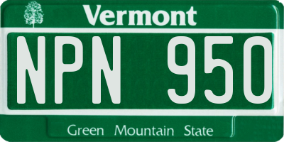 VT license plate NPN950