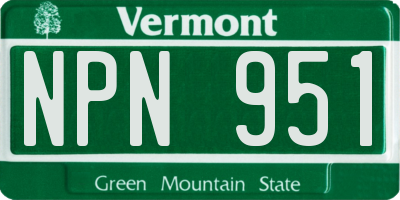 VT license plate NPN951
