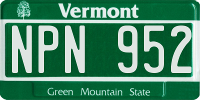 VT license plate NPN952